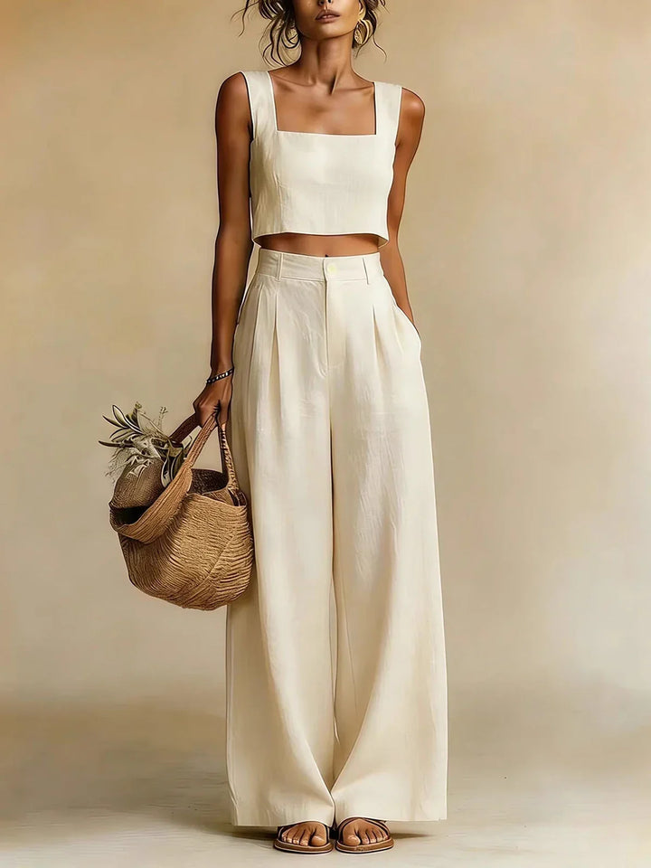 Comfortable women's two-piece palazzo set with a relaxed top and wide-leg pants for a breezy, stylish look.