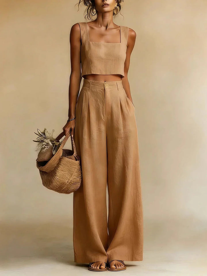 Stylish women's matching palazzo co-ord set with a relaxed top & wide-leg pants. Perfect for spring/summer.