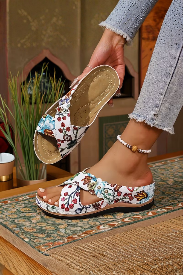 Women's perforated wedge sandals, slip-on comfort shoes for everyday wear & summer travel.