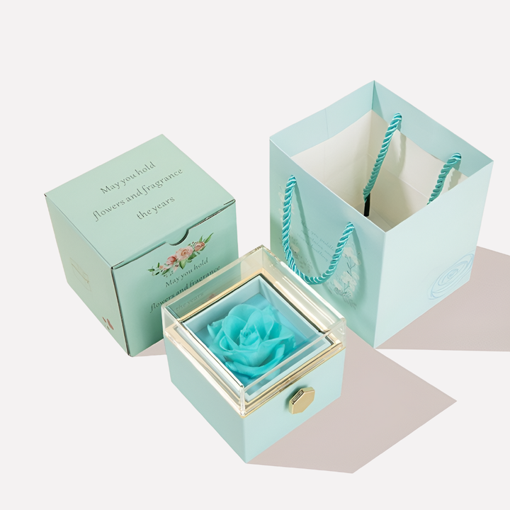 Elegant personalized gift set featuring a preserved eternal rose & custom engraved heart necklace for women.