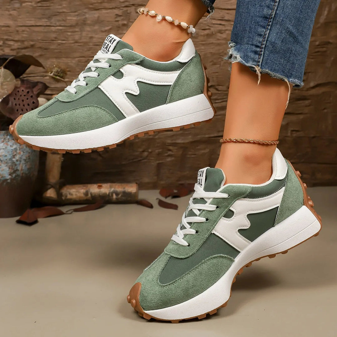Women's comfort platform lace-up athletic sneakers, ideal for casual and walking activities.