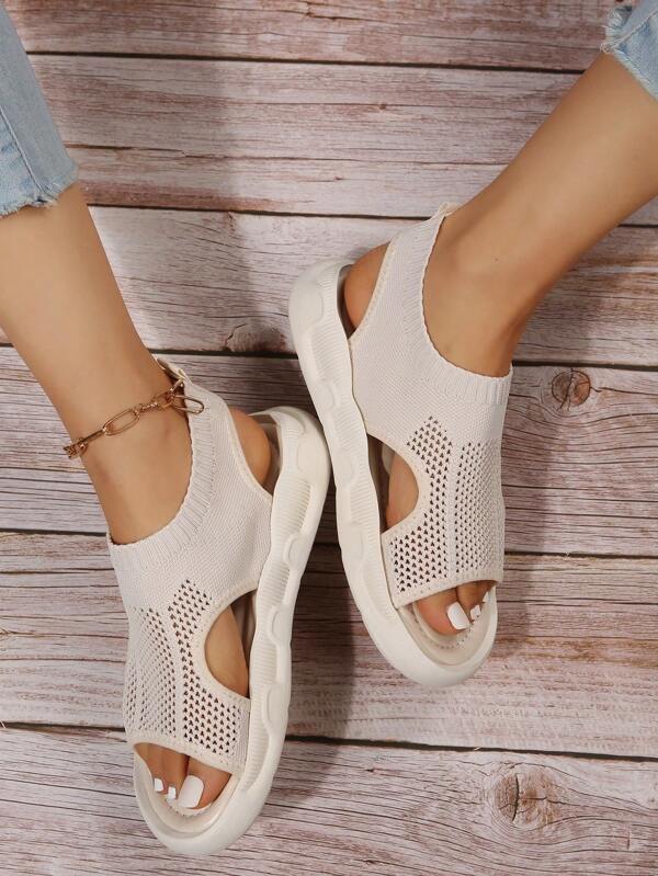 Chic women's platform open toe slip-on sandals, providing lightweight comfort for summer casual wear.