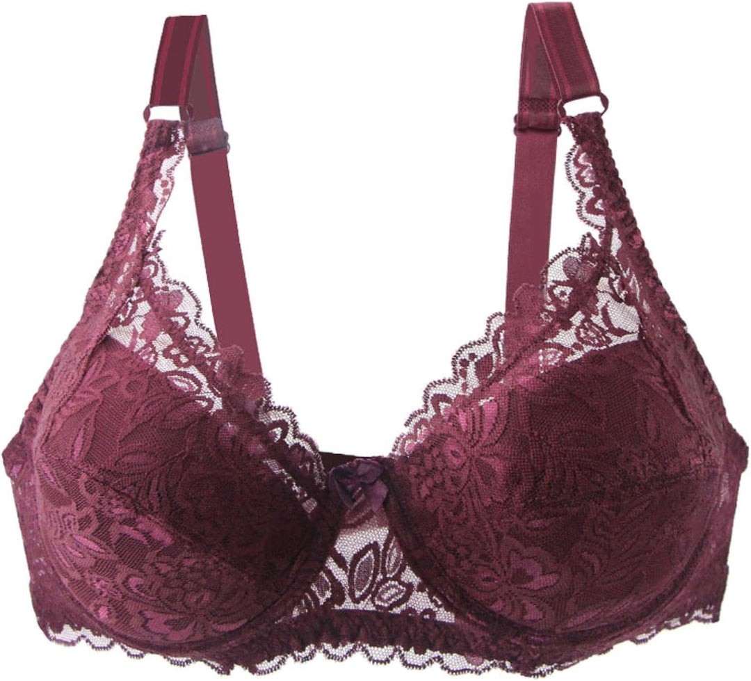Women's plus-size lace push-up bra for comfort & style, with adjustable straps.
