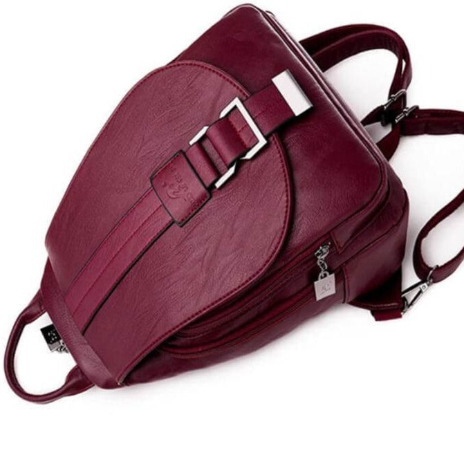 Luxury women's premium leather backpack, water-resistant for all-weather style.