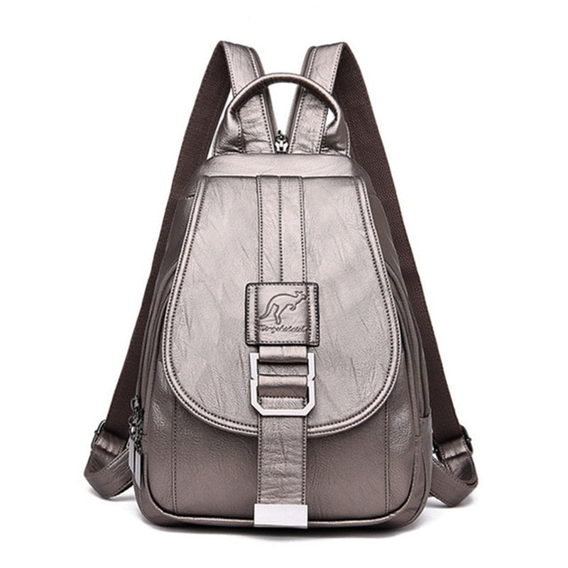 Sophisticated water-resistant leather backpack for women, a stylish everyday & travel bag.