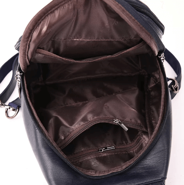 High-quality water-resistant leather backpack for women, stylish & practical everyday bag.