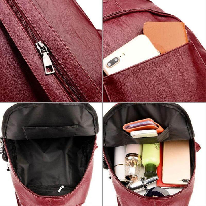 Chic women's premium leather water-resistant backpack for urban adventurers & commuters.