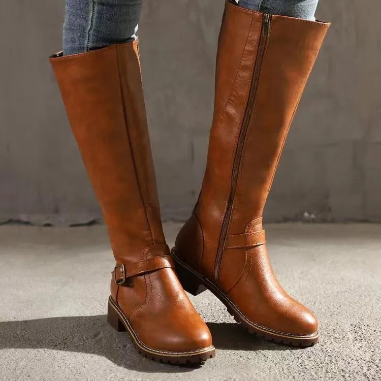 Front view of women's comfortable orthopedic leather boots, ideal for everyday casual wear