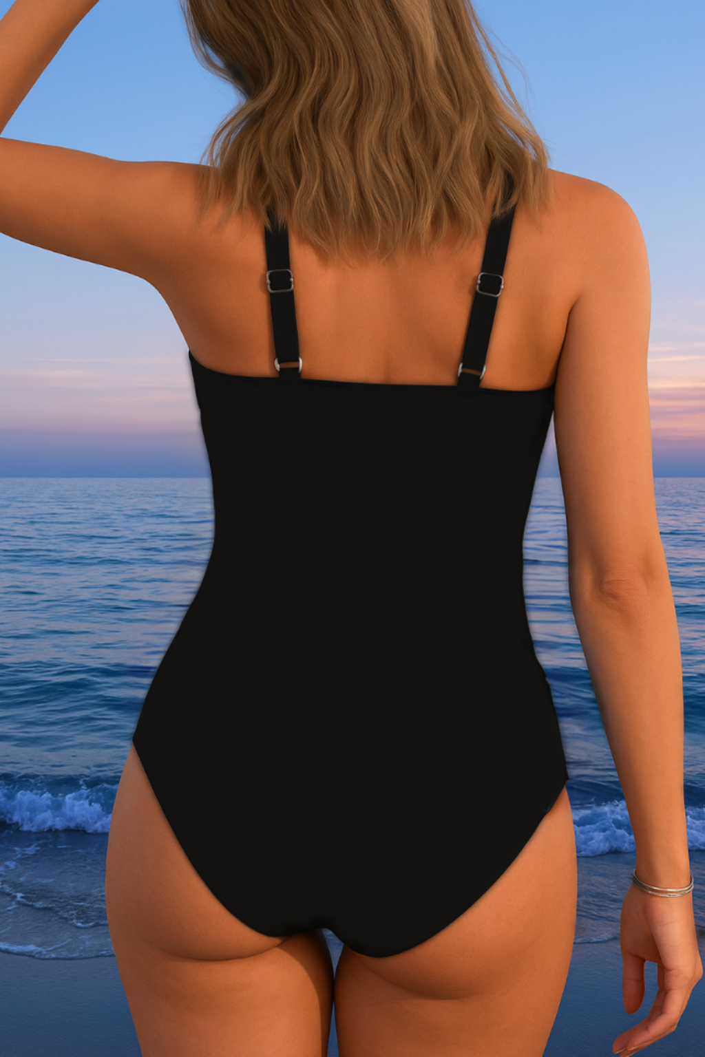 Vibrant printed women's swimsuit with tummy control and surplice style, excellent for summer beach days.