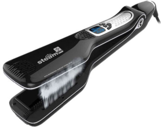 Advanced steam flat iron for women. This professional hair styling tool ensures smooth, frizz-free results.