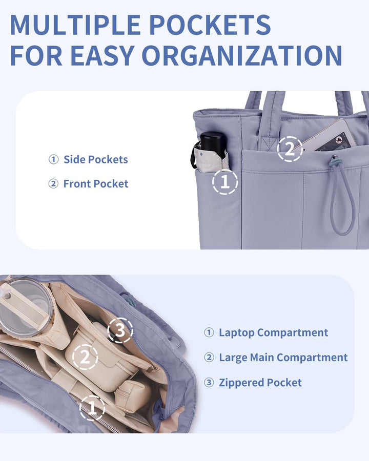 Active women's gym bag: quilted puffer, easy to clean & carry essentials.