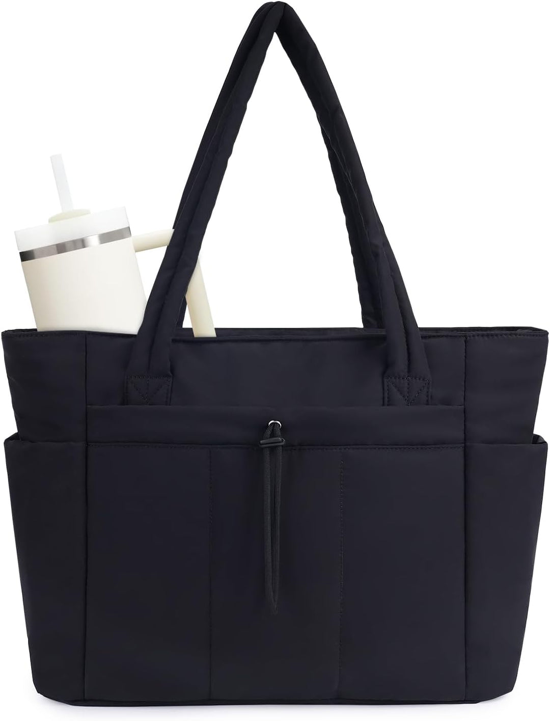 High-capacity women's tote, quilted puffer, ideal for shopping or beach trips.