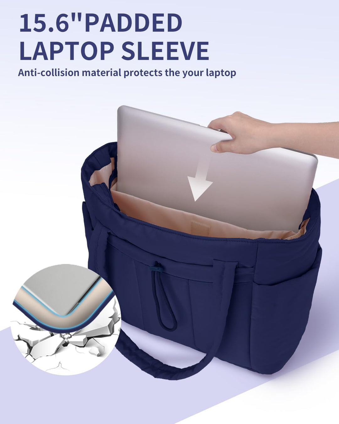 Women's smart bag choice: quilted puffer tote, with specialized compartments.