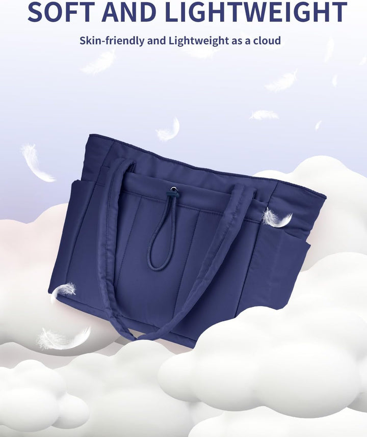 Stay organized with women's quilted puffer tote, a must-have accessory.
