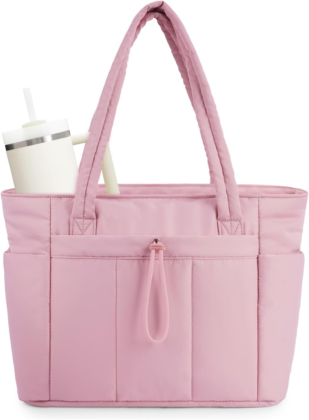 Lightweight quilted women's tote, perfect for carrying essentials & a water bottle.