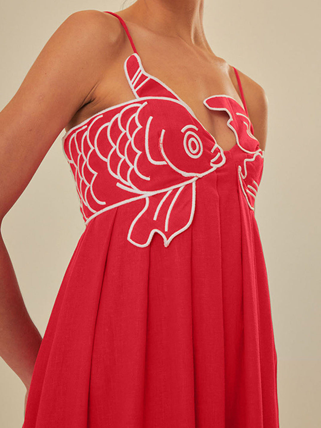 Embroidered maxi shift dress with delicate detail & spaghetti straps. Women's comfortable summer vacation dress.