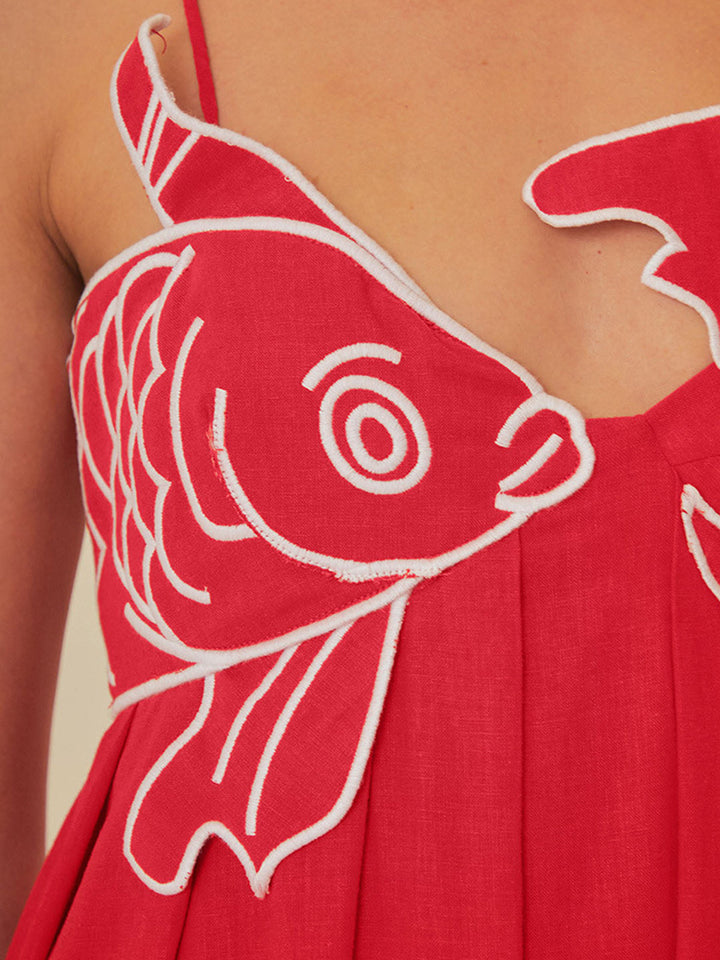 Comfortable women's maxi shift dress with spaghetti straps & embroidery. Perfect casual beachwear or summer resort.