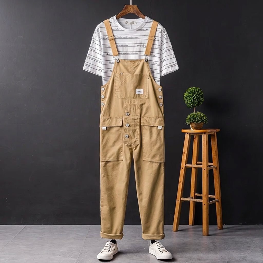 Women's relaxed fit bib overalls in blue denim, perfect for effortless comfort & everyday casual wear.