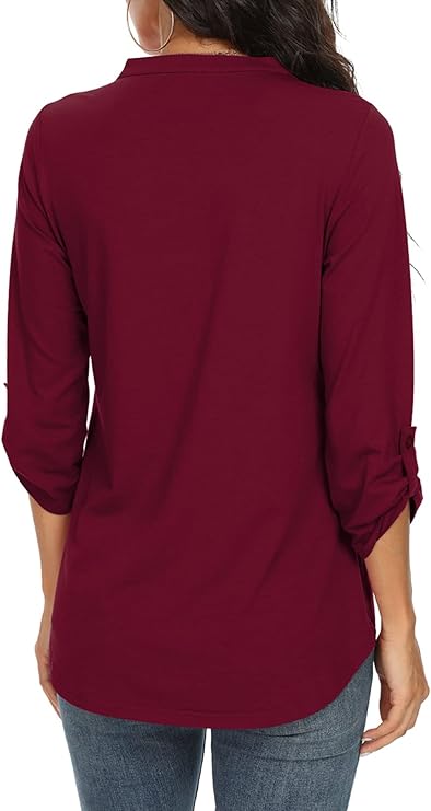 Casual chic women's blouse, relaxed fit long sleeve top for versatile styling.