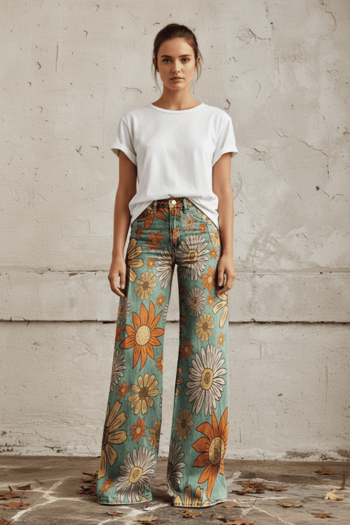 Casual women's jeans with a relaxed, breathable fit, ideal for everyday comfort and style.