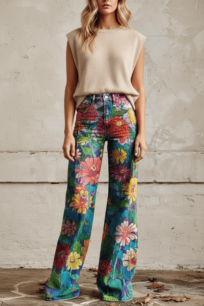 Everyday women's relaxed fit breathable jeans, versatile casual pants for easy styling.