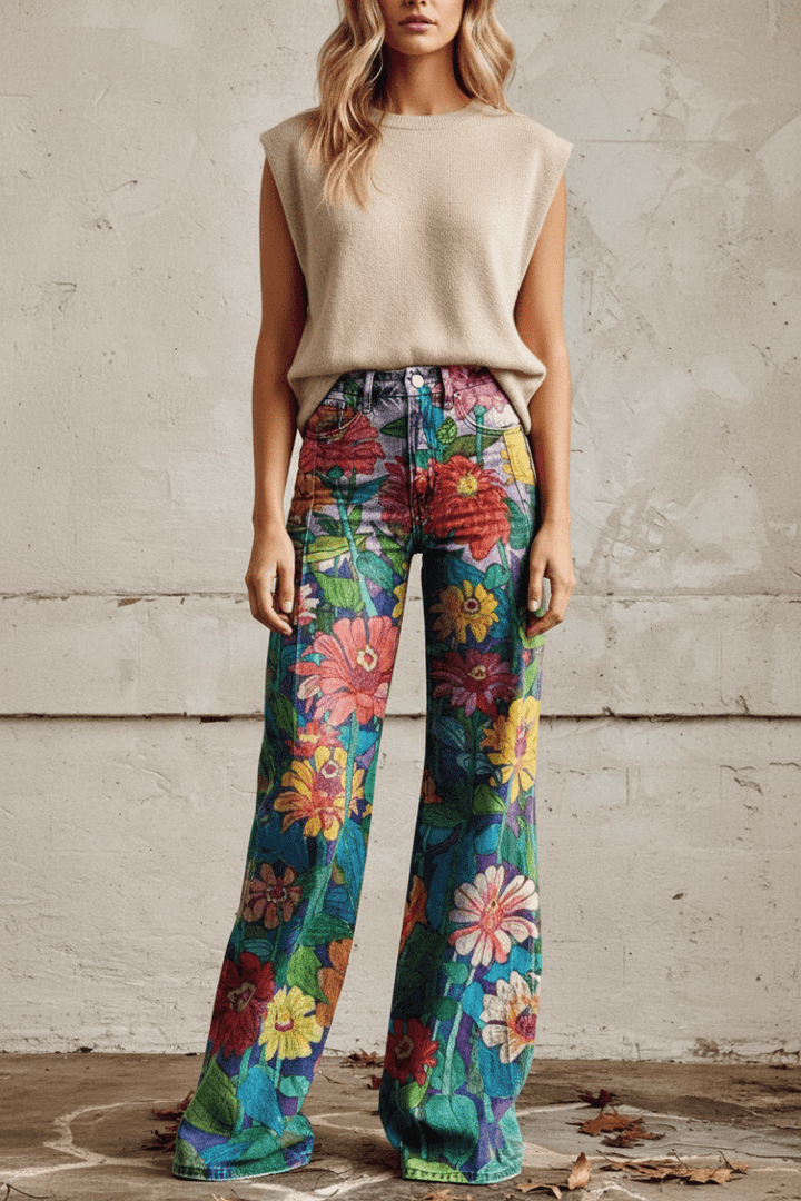 Everyday women's relaxed fit breathable jeans, versatile casual pants for easy styling.