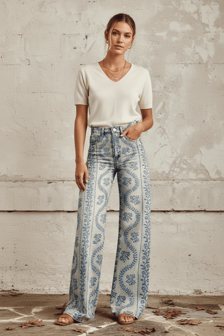 Stylish women's relaxed fit jeans, breathable denim for comfortable and effortless casual wear.