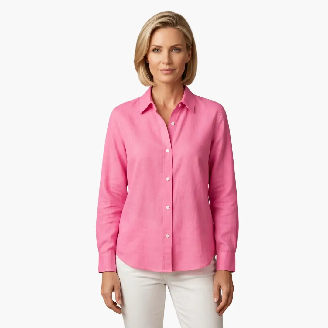 Versatile women's button up long sleeve blouse, relaxed fit for office wear or casual comfort.