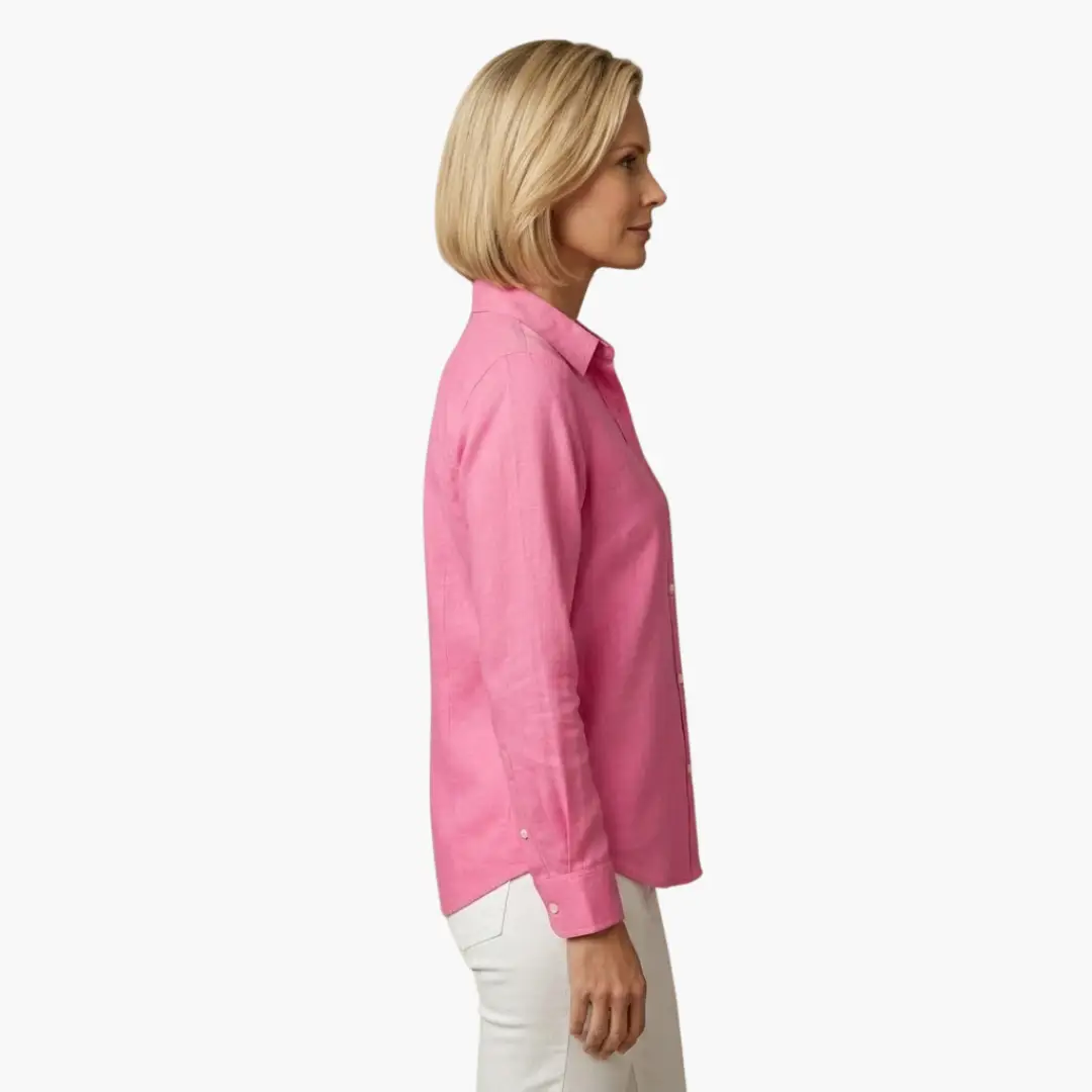 Effortlessly stylish relaxed fit women's button up shirt with long sleeves for a chic everyday top.