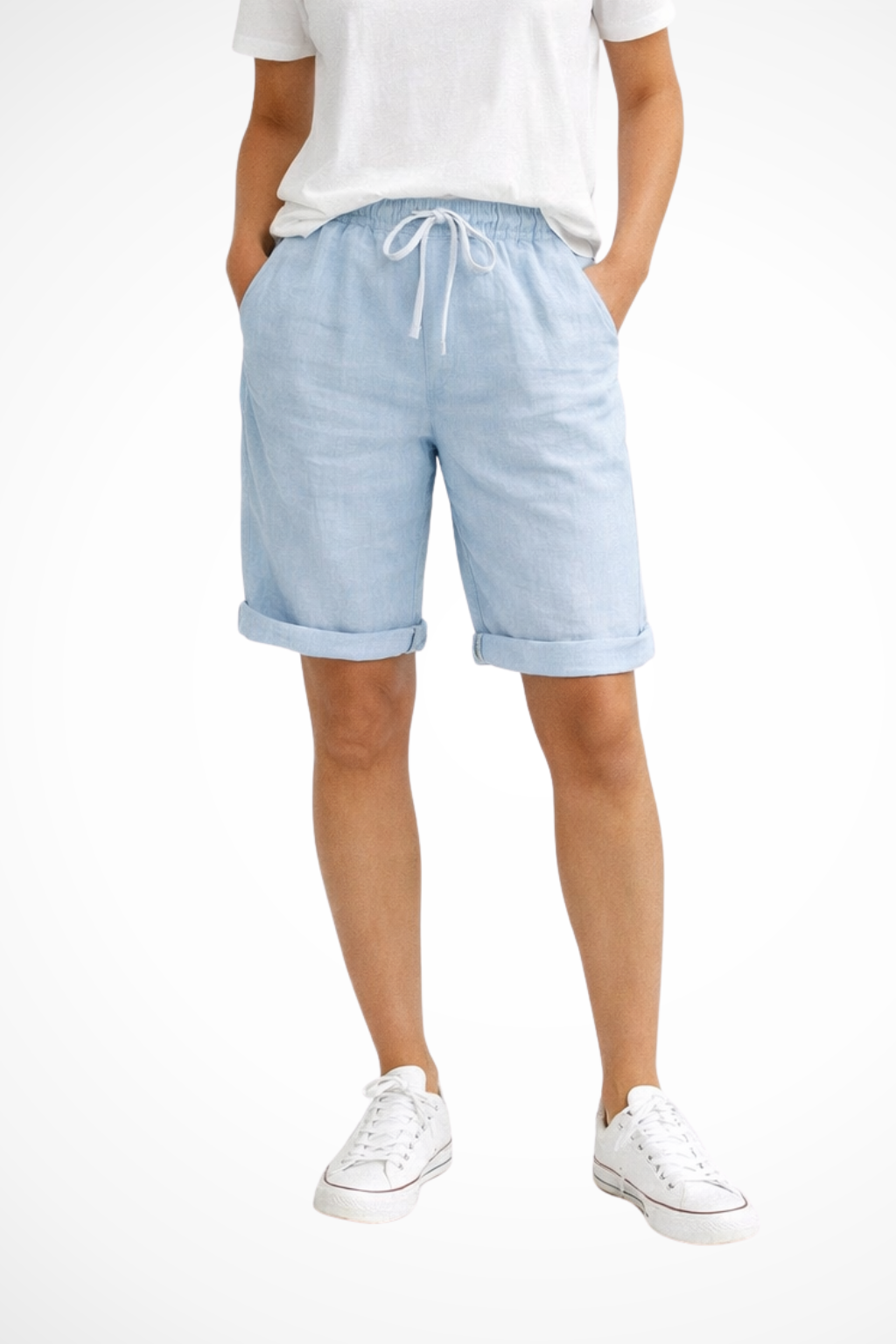 Comfortable women's casual drawstring shorts for summer, ideal for everyday wear, beach days & warm weather.