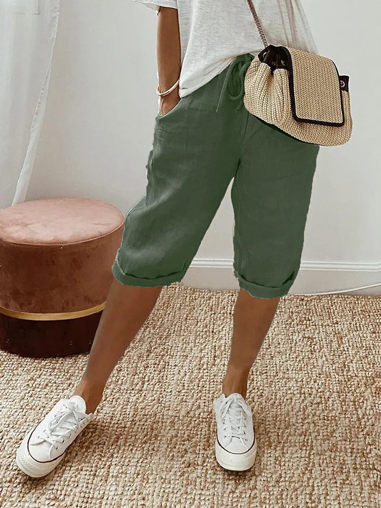 Comfortable women's casual relaxed fit shorts, ideal for everyday wear & warm weather summer fashion.