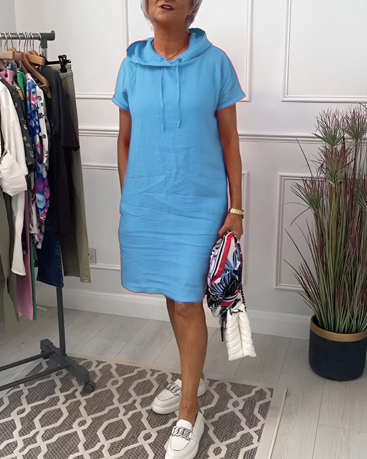 Versatile women's midi dress, relaxed fit hoodie style, perfect for spring, summer, and casual outings.