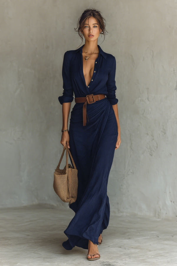 Stylish women's long maxi dress. Casual, comfortable, and chic for everyday outfits and fashion.