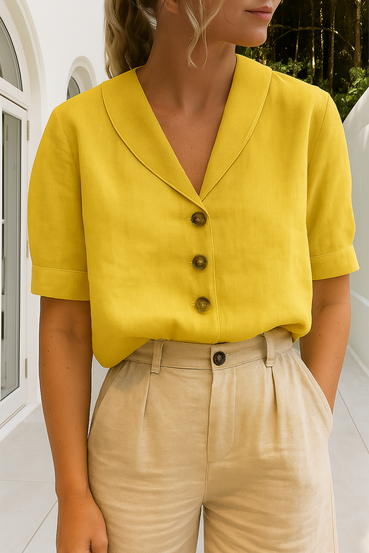Everyday women's short sleeve linen t-shirt, a comfortable basic tee with a relaxed fit for versatile looks.
