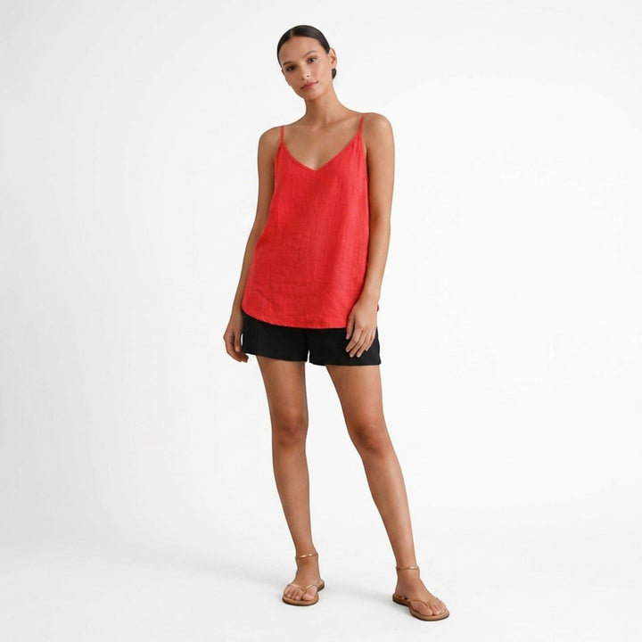 Ultra-comfortable women's relaxed fit spaghetti strap tank top, breathable for warm days.
