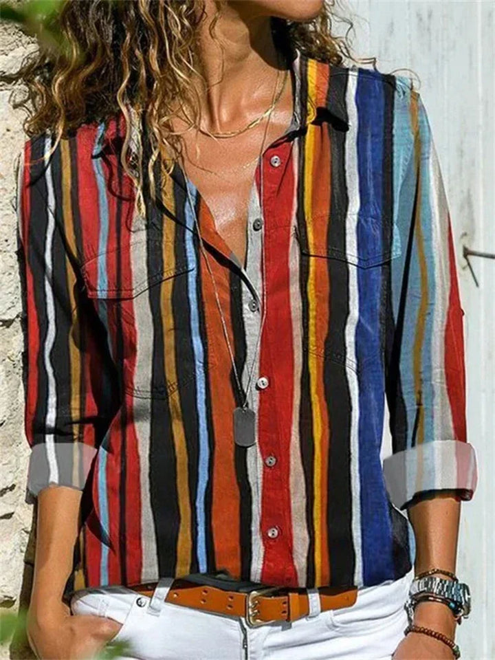 Stylish women's relaxed fit summer top, versatile for office, travel, or casual fashion.