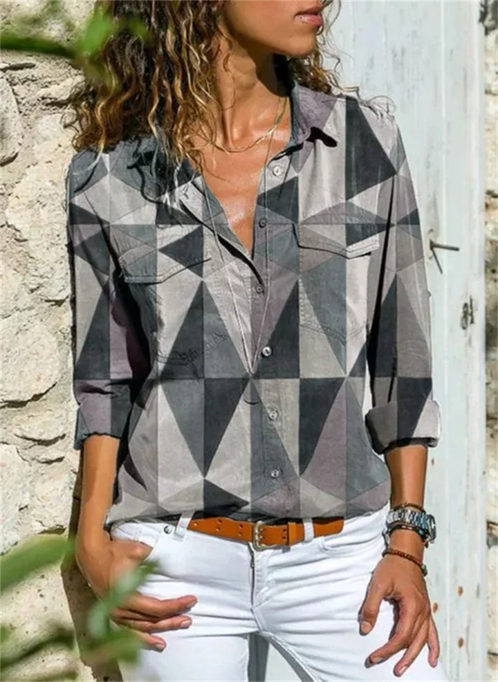 Fashionable women's relaxed fit blouse, elegant summer style for casual chic outfits.