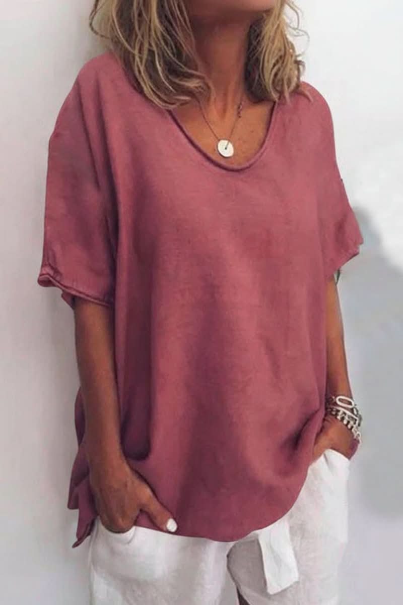 Everyday women's summer blouse, featuring a V-neck, relaxed fit, and lightweight fabric for casual style.