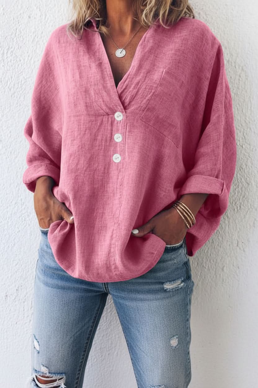 Women's relaxed open back top for effortless style. Chic & comfortable blouse, perfect for summer casual wear.