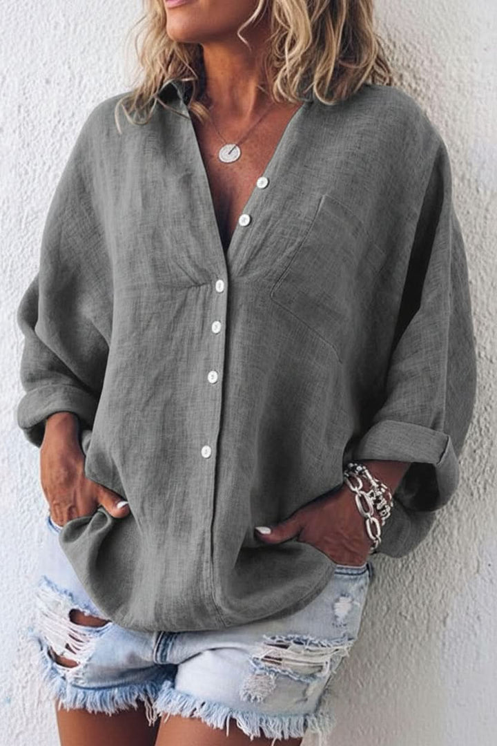 Summer fashion: women's relaxed open back top. Lightweight, comfortable blouse for casual wear & effortless style.