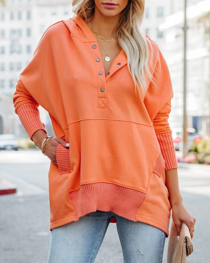 Everyday women's longline sweatshirt, a cozy pullover hoodie for relaxed comfort.