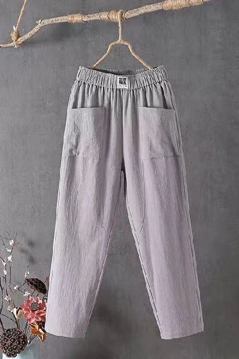 Flowy women's wide-leg pull-on pants with elastic waist for a comfortable, relaxed fit.