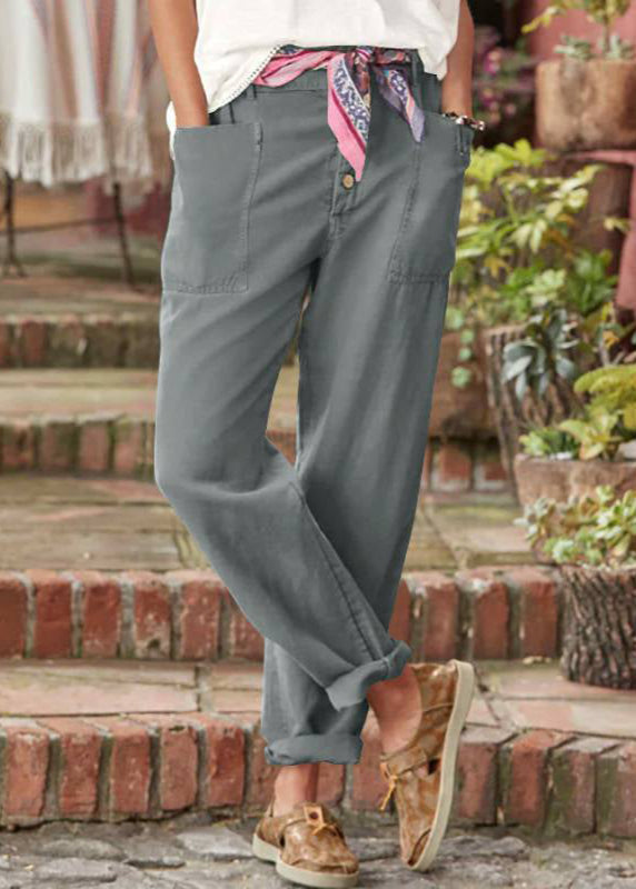 Comfortable women's wide leg pants with adjustable waist, perfect for relaxed spring & summer fashion.
