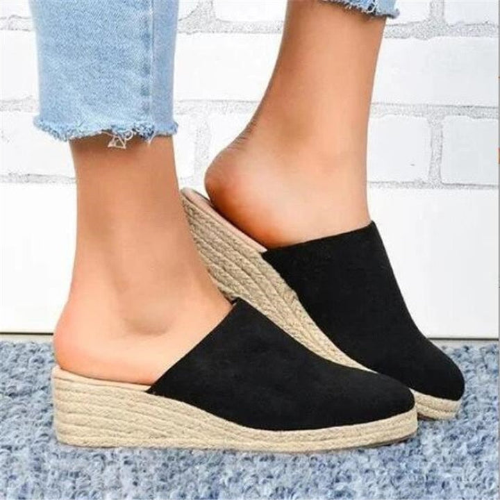 Comfortable slip-on wedge sandals, Vera, designed for women's casual everyday summer wear.