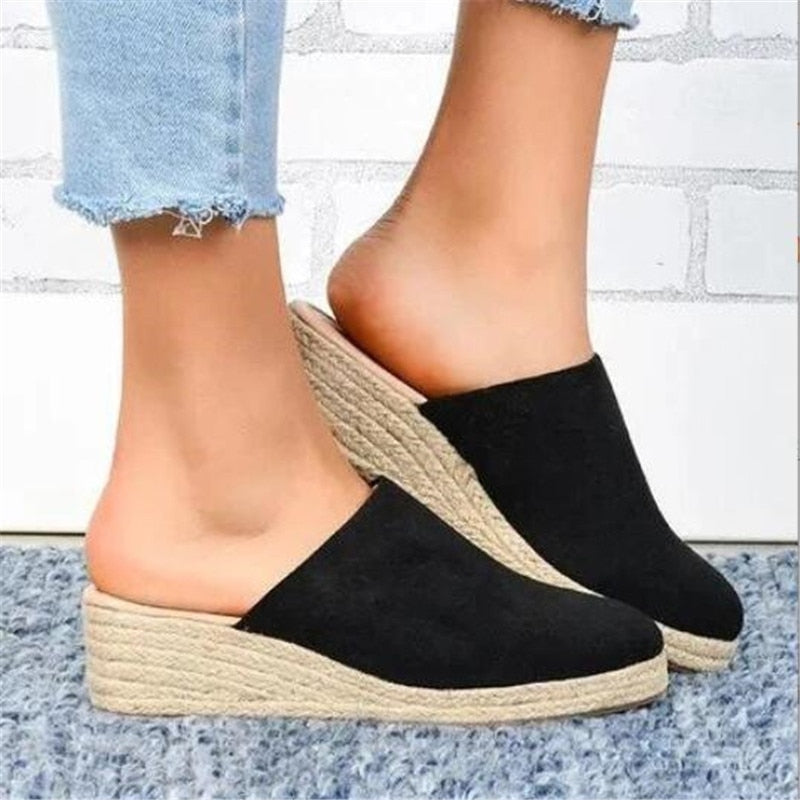 Vera Retro Chic Wedge Sandals, women's slip-on, for stylish summer comfort and casual looks.