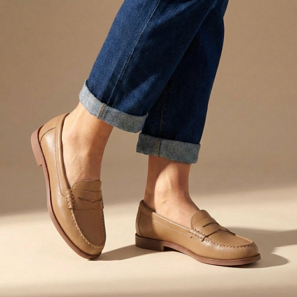 Timeless women's retro flat loafers, offering classic style and comfortable footwear for any occasion. Versatile flats.