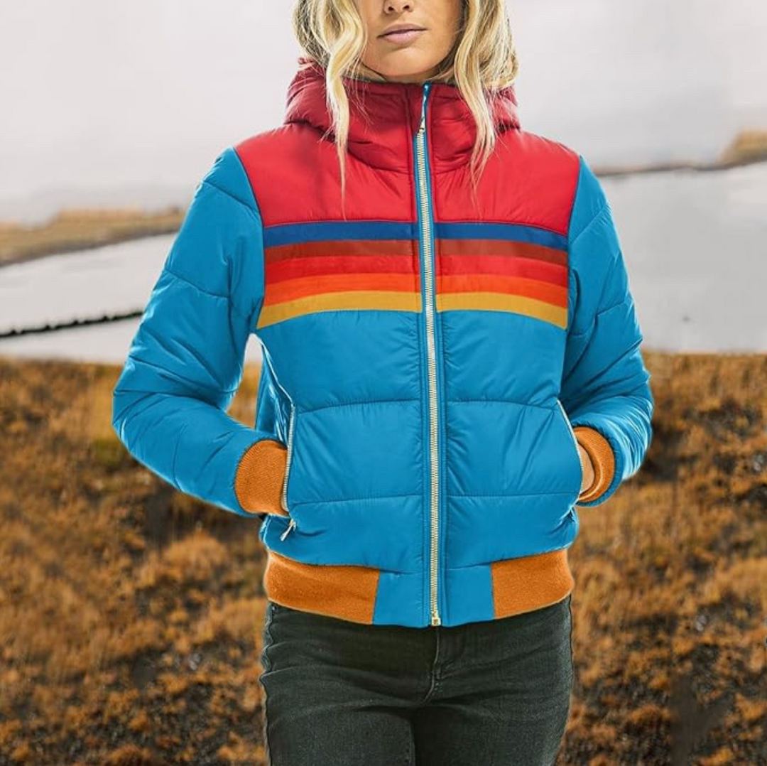 Stylish women's retro parka, a warm winter jacket with comfortable long design & elegant faux fur hood.