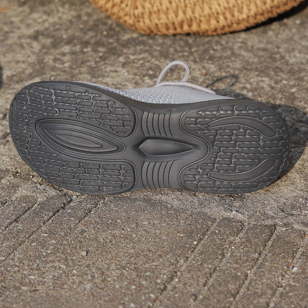 Women's comfortable lace-up casual sneakers with ribbed sock design, versatile & lightweight for daily wear.