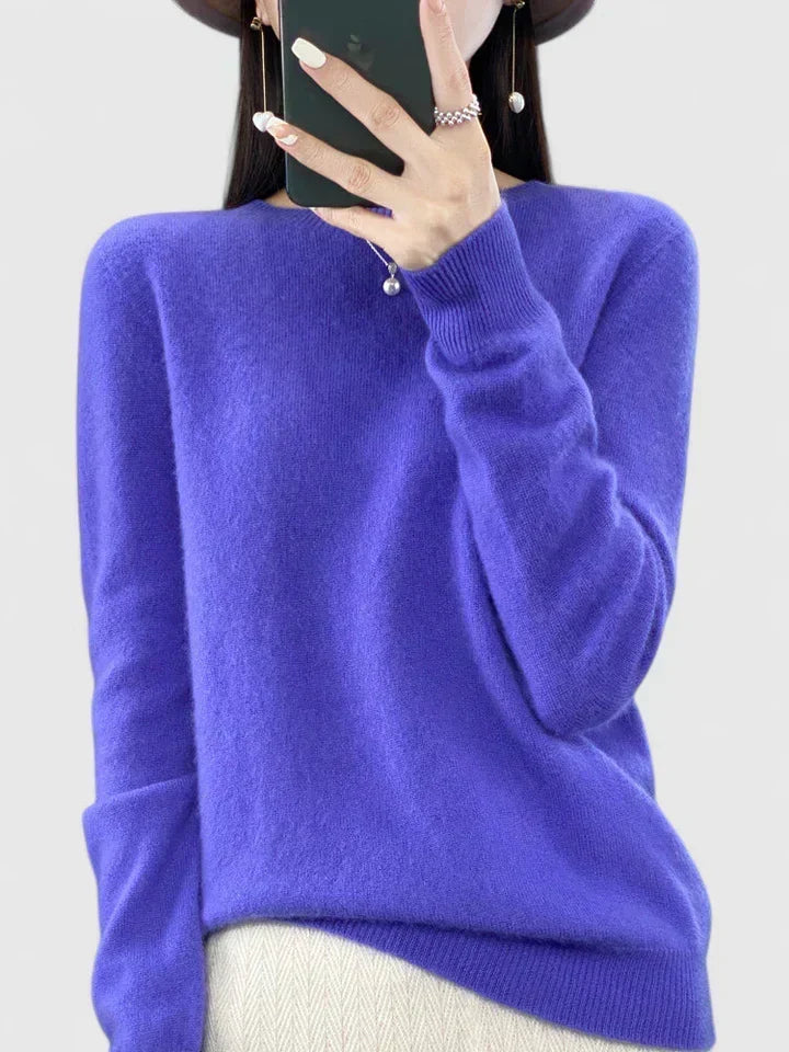 Lightweight women's pullover, cozy crewneck knit sweater for year-round layering.