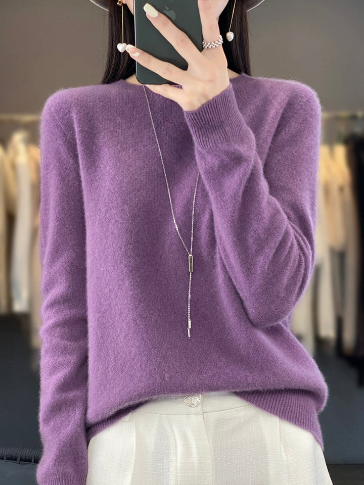 Soft women's knit pullover sweater, a comfortable and stylish everyday round neck top.